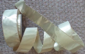 Band Alle Anlässe Gold Metallic Lahmer Look DRAHTKANTE Urlaub Band 2,5" 5 Yards - Bild 1 von 12
