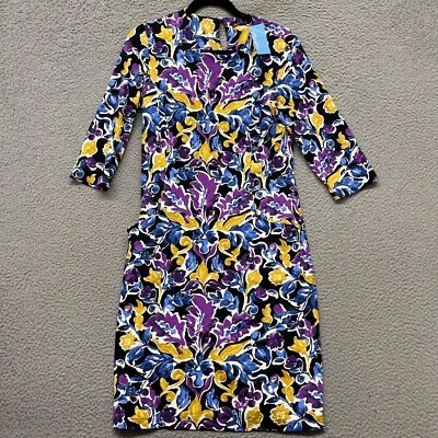Vestido para mujer J. McLaughlin L colorido floral tela Catalina manga 3/4 bolsillos Foto 1 de 4