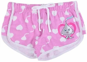 Hershey's Kiss Little Girls Pink and White Hearts Lounge Gym Booty Shorts - Picture 1 of 2