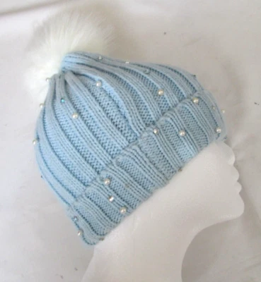 Justice Niños/Adolescentes Sombrero Gorro Blanco Bola de Nieve Cuentas Brillante Elástico-Nuevo Foto 1 de 4