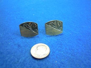 Gemelos enchapados en oro rectangulares rizos múltiples líneas CE1 - Imagen 1 de 4