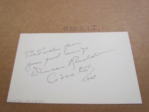 Duncan Renaldo Autographed Signed Index Card 