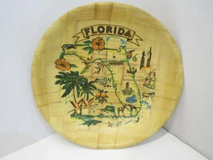 OLD VINTAGE WOOD TRAY BOWL FLORIDA STATE SOUVENIR - Picture 1 of 2