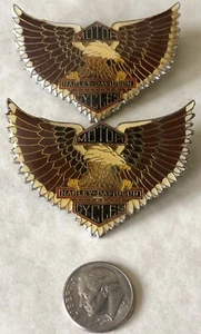 Vintage Harley Davidson Motorcycle Eagle Enameled Hat Vest Lapel Pin Set X2 - Picture 1 of 3