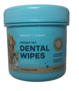 Uproot Pet Dental Wipes 50 Finger Wipes Freshens Breath With Natural Mint Oil  - Picture 1 of 5