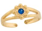 10k or 14k Yellow Real Gold Blue CZ Flower Cute Womens Toe Ring