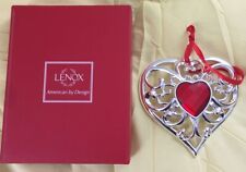 Lenox Bejeweled Red Gem Heart Ornament Silverplated NEW NIB In Box