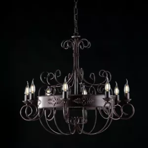 Lampadario a sospensione in ferro battuto classico vintage nero ruggine - Imagen 1 de 1