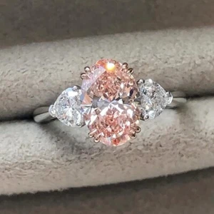 2.40Ct Oval IGI Certified Lab Grown Vivid Pink Diamond Ring Solid 950 Platinum - Picture 1 of 8