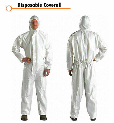Disposable Coveralls White Hood Paper Suit Painters Protective Overalls Suit UK • 29.99£
