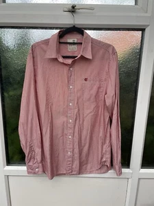 Camisa Timberland Establecida 1973 Para Hombres Calce Regular Rayas Rojas Talla M En muy buena condición - Imagen 1 de 4