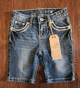 GIRLS DENIM BERMUDA SHORTS EMBELLISHED WINGS REVOLUTION by REVOLT NEW - Picture 1 of 28