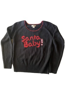 Christmas Crew neck Sweater Womens Size M Santa Baby, Black & Red, Route 66 Soft - Picture 1 of 9