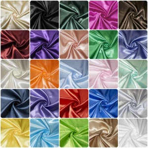 Luxury Silky Satin Dress Craft Fabric Wedding Material 100% Polyester 150cm Wide - Picture 1 of 109