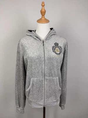 Juicy Couture Gray Embroidered Full Zip Hooded Casual Sweatshirt Sz XL - Image 1 of 4