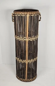 Vintage Natural Bamboo And Rattan Brown Umbrella MCM Enterway Basket - Picture 1 of 5