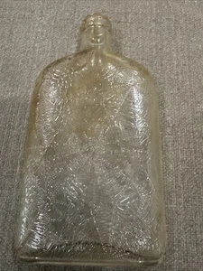 Antique Spider & Spider Web Clear Pint 7.5" Whiskey Bottle - Crack - Bild 1 von 8