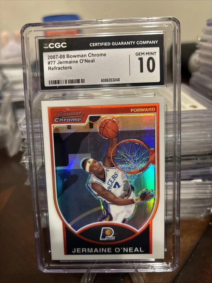 2007-08 Bowman Chrome Jermaine O'Neal 007 /299 Refractor #77JERSEY NUMBER - Image 1 of 3