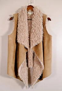 Taylor & Sage Womens Faux Fur Lined Suede Vest Size L Brown Boho Western Layers - Picture 1 of 11