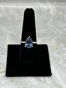 Natural Tanzanite Pear Cut Ring – 925 Sterling Silver, Sz 8.5, 3.6g (NR-N)JWL358 - Picture 1 of 7