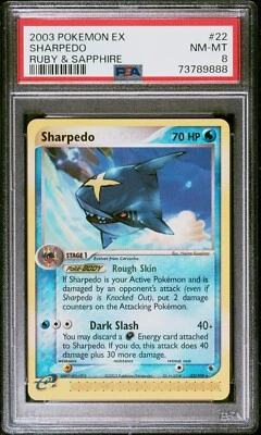 Pokémon TCG Sharpedo EX Ruby and Sapphire 22/109 Regular Rare PSA 8 NM-MT - Image 1 of 2
