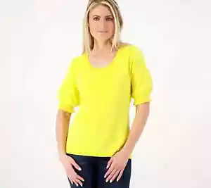 Isaac Mizrahi Live! Suéter Manga Abullonada Cuello Redondo-Sun Delight-XL-NUEVO-A591646 - Imagen 1 de 2