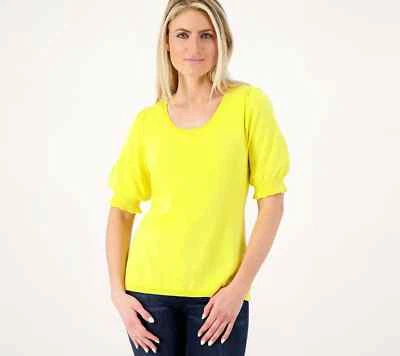 Isaac Mizrahi Live! Suéter Manga Abullonada Cuello Redondo-Sun Delight-1X-NUEVO-A591646 Foto 1 de 2