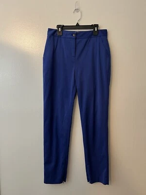 REISS Talla 4 Azul Real Tobillo Cremallera Abertura Pantalón Vestido Pantalones Preppy Minimalista Foto 1 de 4