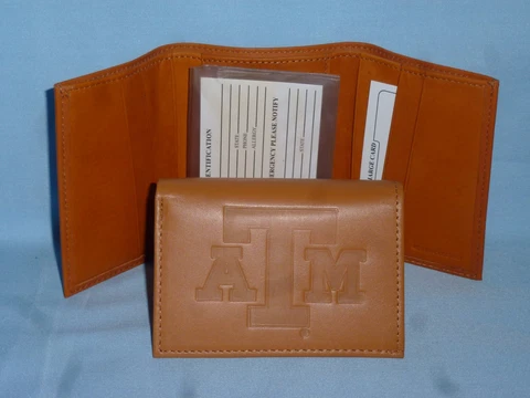 TEXAS A&M AGGIES   Leather TriFold Wallet   NEW!   tan bb Cover