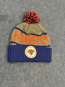 NBA New York Knicks Tejido Lanudo Bobble Sombrero Naranja Gris Azul Mitchell And Ness - Imagen 1 de 9