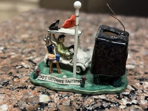 Dad's Ultimate Fantasy Figurine/Tea Light golf and fish tv Clayworks Blue Sky - Picture 1 of 6