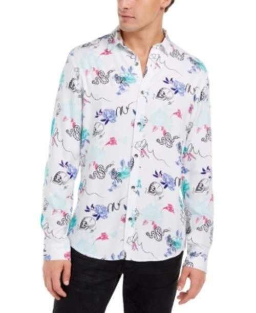 MSRP $65 Inc Men's Tropical Print Sketch Shirt White Size Medium - Image 1 of 1