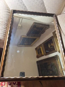 Vintage Carved Wood Framed Wall Mirror - 23.5" Wide x 31.5" Tall x 1.75" Deep - Picture 1 of 11