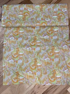Vintage 70er Jahre orange grün lila Paisley Druck Polyester Stoff 1 Yard x 45" Neu aus altem Lagerbestand - Bild 1 von 5
