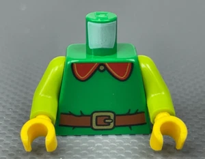 LEGO Green Minifigure Torso Red Collar Gold Buckle Belt Series 23 Holiday Elf - Picture 1 of 5