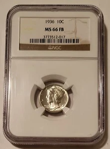 1936 Mercury Dime MS66 FB NGC - Picture 1 of 4