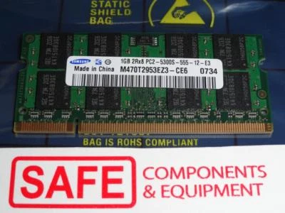 Samsung Memory (1x1GB) M470T2953CZ3-CE6 2Rx8 PC2-5300S DDR2 667Mhz SODIMM MM-458 - Image 1 of 2