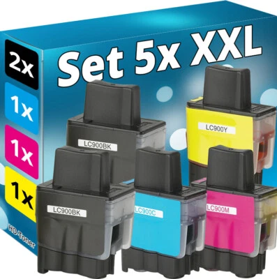 5x TINTE PATRONEN kompatibel BROTHER DCP110c DCP115c FAX 1835 FAX 1840 LC-900 - Bild 1 von 4