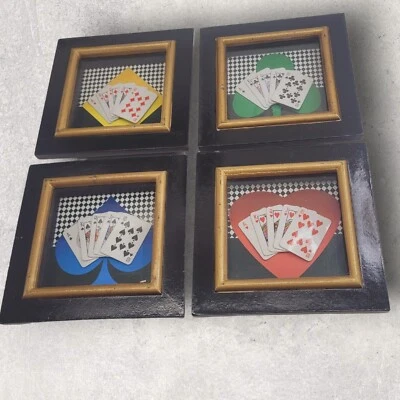 Juego De Colección De 4 Cajas De Sombras Escalera Real Mano De Poker Todos Los Trajes 6 3/4×6 3/4 LEER⬇ Foto 1 de 4