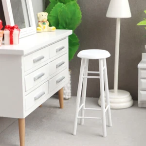 Dolls House Miniature 1:12TH High Stool Wooden Bar White Furniture Accessories - Picture 1 of 5