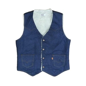 Chaqueta de Jean Vintage Levi's Denim Talla Mediana Azul Sherpa Forrada Naranja Pestaña - Imagen 1 de 5