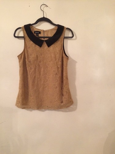 Top Alyx nero colletto oro e pizzo junior medio usatoe ottimeioni