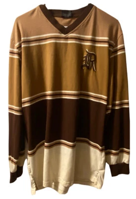 Camisa Top Informal Grande A Rayas Manga Larga Red Ape Multicolor Usada en Excelente Condición Foto 1 de 4