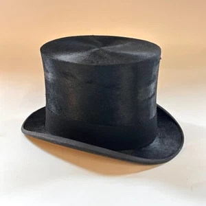 Antique A J White Black Extra Quality Top Hat 56cm - Picture 1 of 9