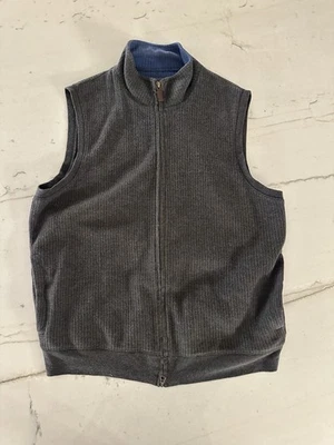 Pendleton Gray Ribbed Full Zip Sweater Vest Pockets Mens LG Y2K DadCore Classic - Image 1 of 4