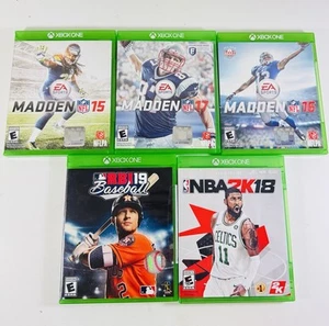 Lot of 5 Xbox One Used Sports Games Madden 15 16 17 RBI 2019 NBA 2k18 ML392 - Picture 1 of 3
