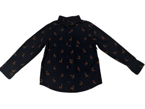 Boys Wonder Nation Christmas Dress Shirt Long Sleeve Blue With Reindeer Size 5T - Picture 1 of 3