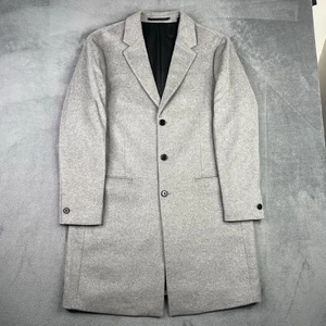 ALLSAINTS Coat Mens 44 XL Hal Single Breast Over Coat Gray Designer Wool City - Picture 1 of 17