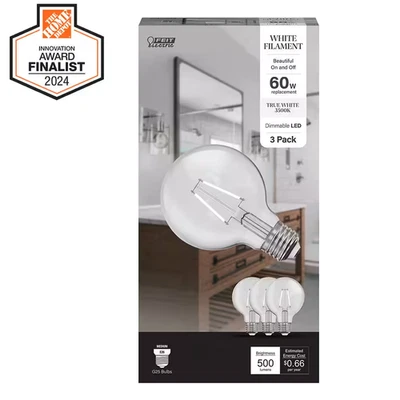 60-Watt Equivalent G25 Globe Dimmable White Filament Clear E26 LED Vintage Ediso - Image 1 of 4