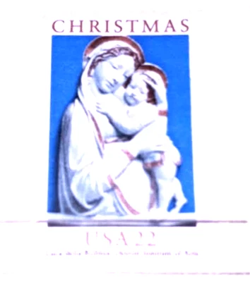 Madonna and Child - Christmas 1985 - 22k gold replica us stamps - Gold Replicas - Image 1 of 4